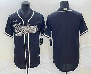 Mens New York Yankees Blank Black Cool Base Stitched Baseball Jerseys